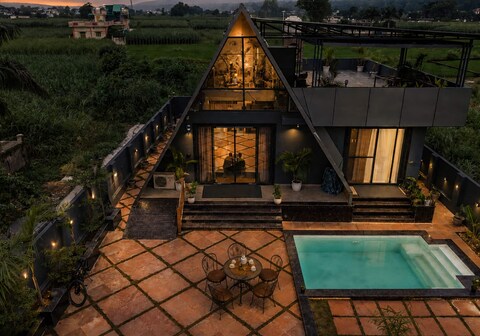 Luxe A Frame Villa Pool Forest View