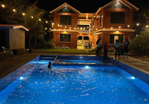 Red stone farm house