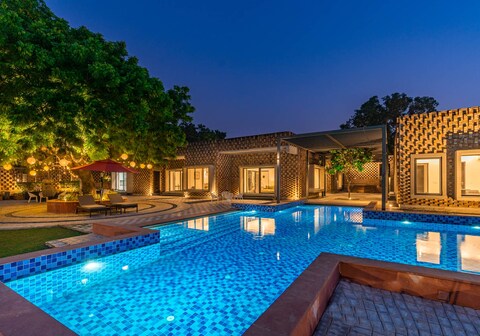 StayVista at The Brick house w/ Outdoor Pool