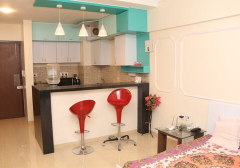 Ac furnished studio flat at higher floor in Lodha 18