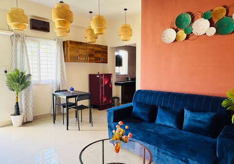 Private Terrace Garden Getaway: Stylish 1BHK Apt