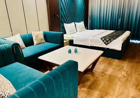 Studio 808 luxury suite with skyline view balcony