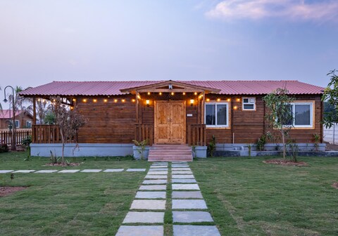 Luxury Wood House with Pool by Homeyhuts | AC 3BR