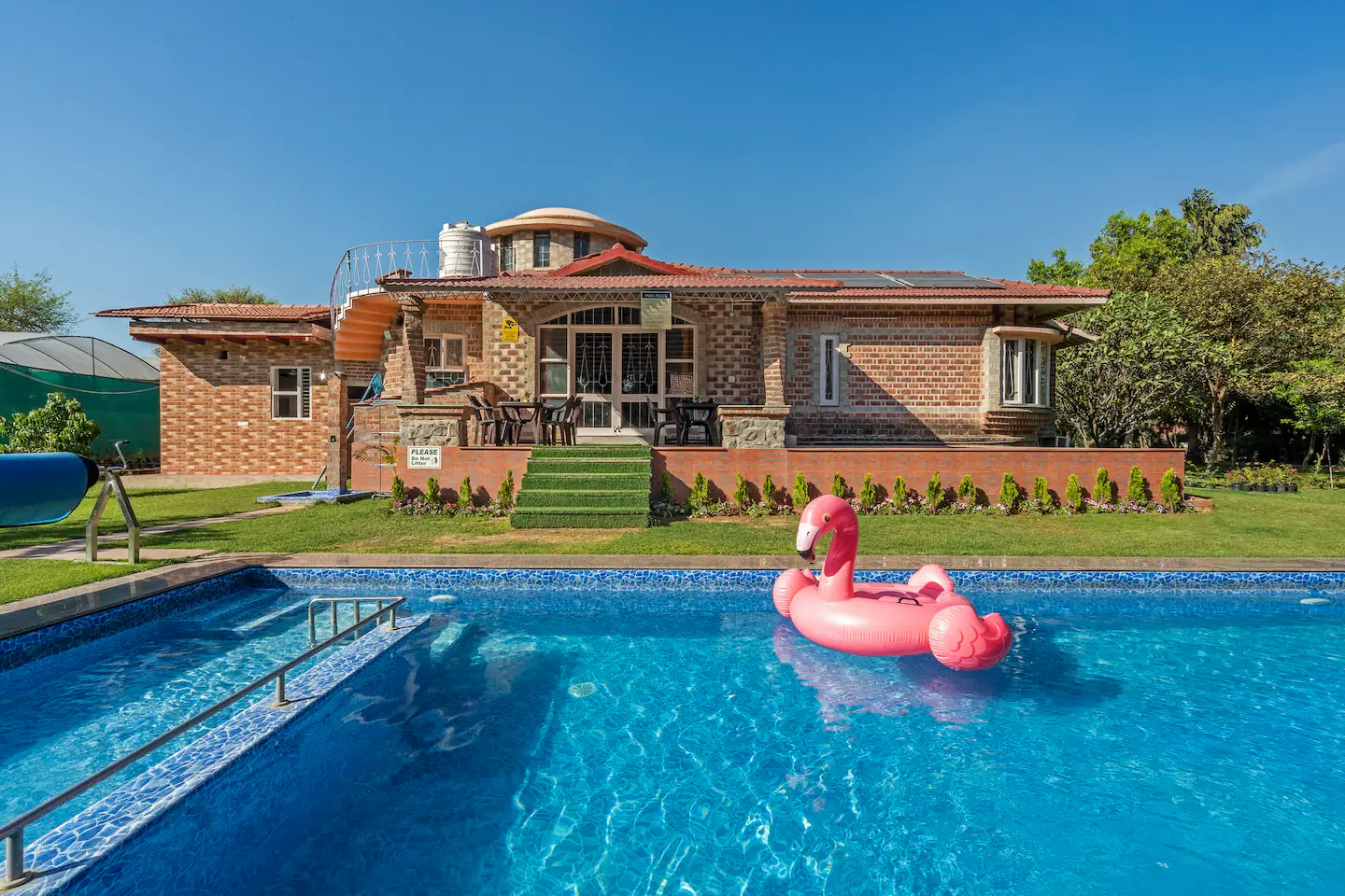 The Orchard Farm | Luxury 3BR Pet-Friendly Farmhouse with Pool, Manesar