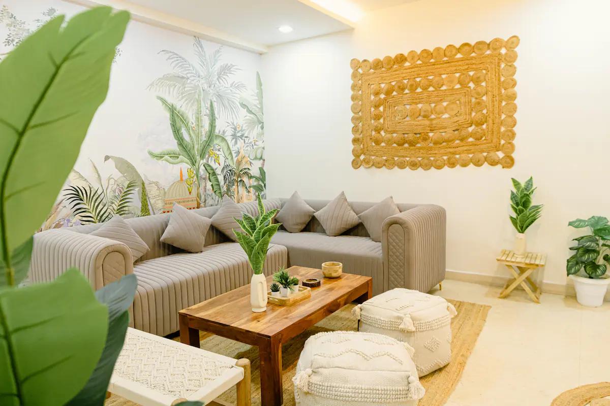3BHK Tropical Haven near Dhan mill chattarpur - Tap to explore photos
