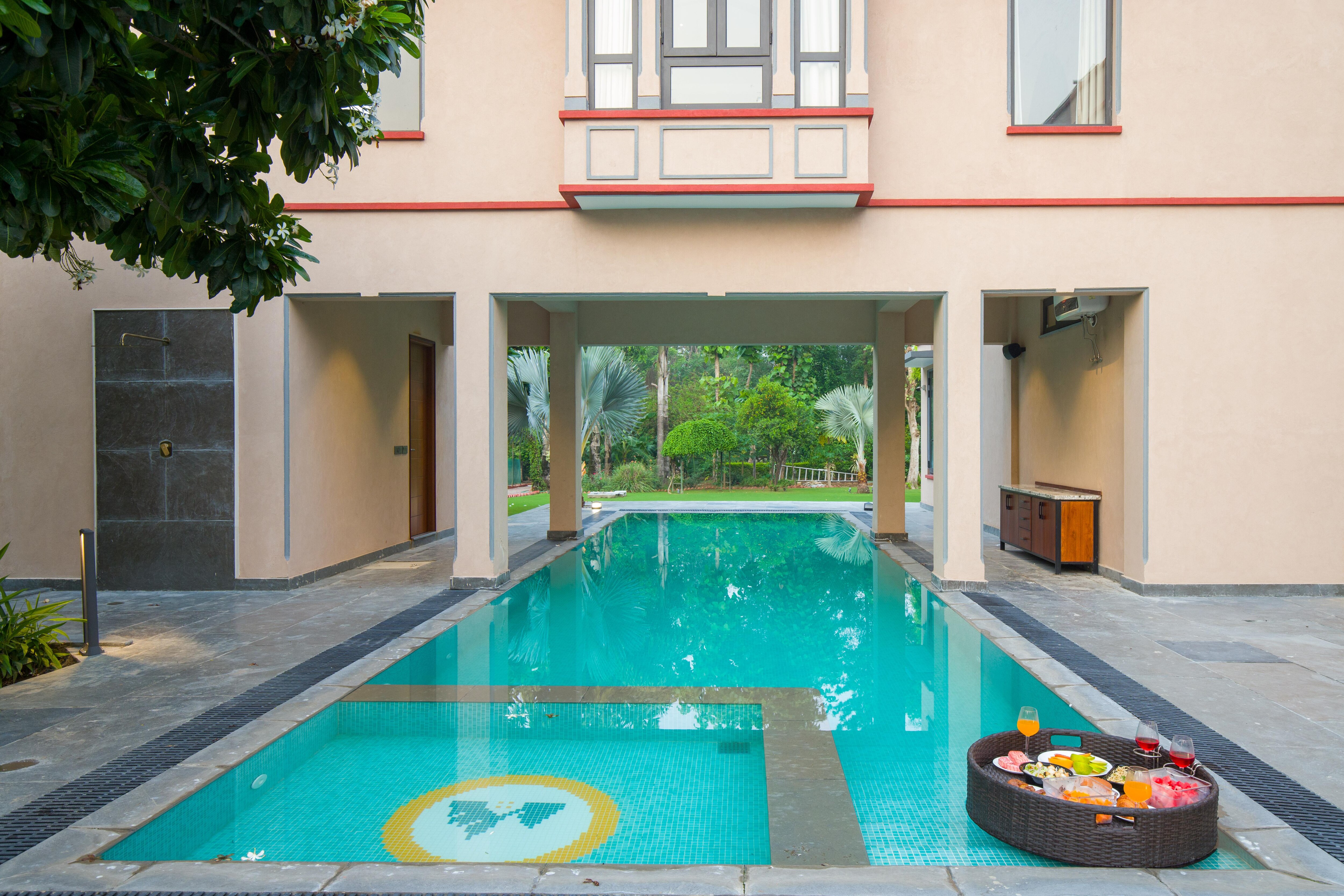 ELIVAAS 5 BHK With Entertainment Lounge & pvt pool | Taus Bagh - Tap to explore photos