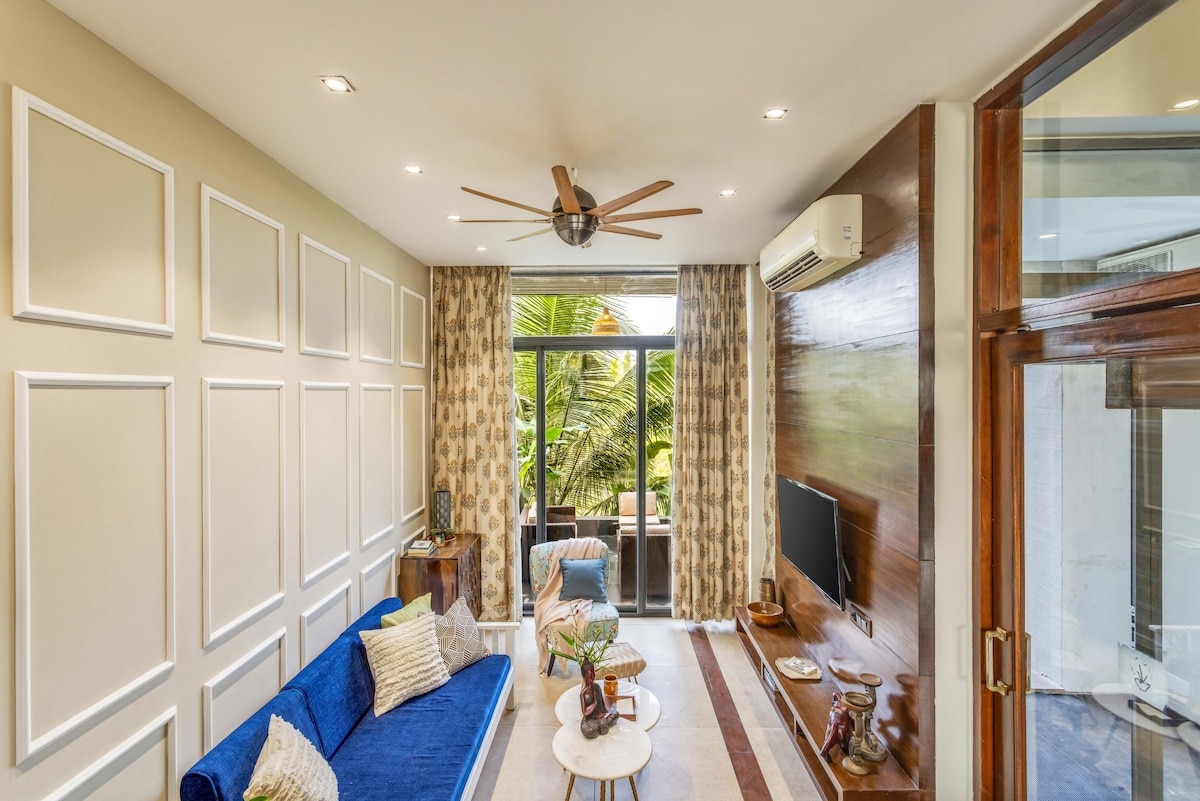 Sereno Oasis - 3BHK Villa near Calangute w/pool, patio & field view - Tap to explore photos