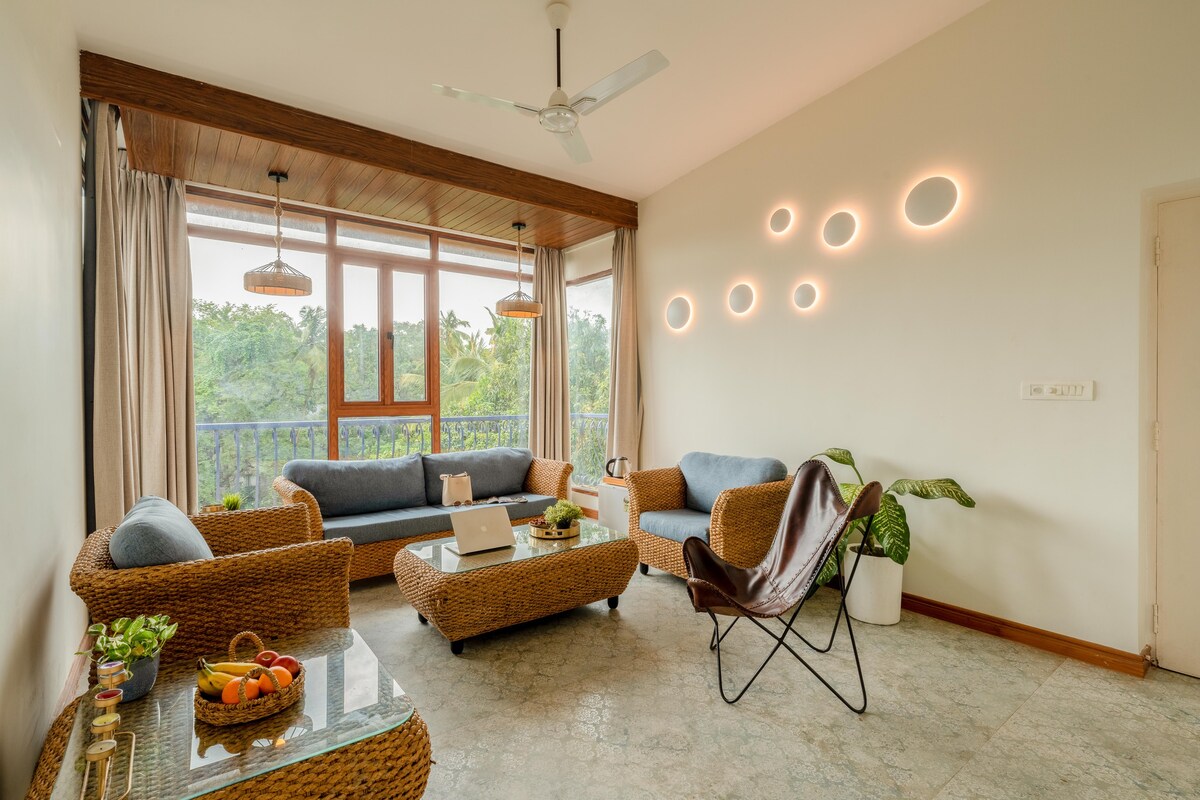 Staymaster Central Apt | 2BR | AC Pool | Vagator - Tap to explore photos