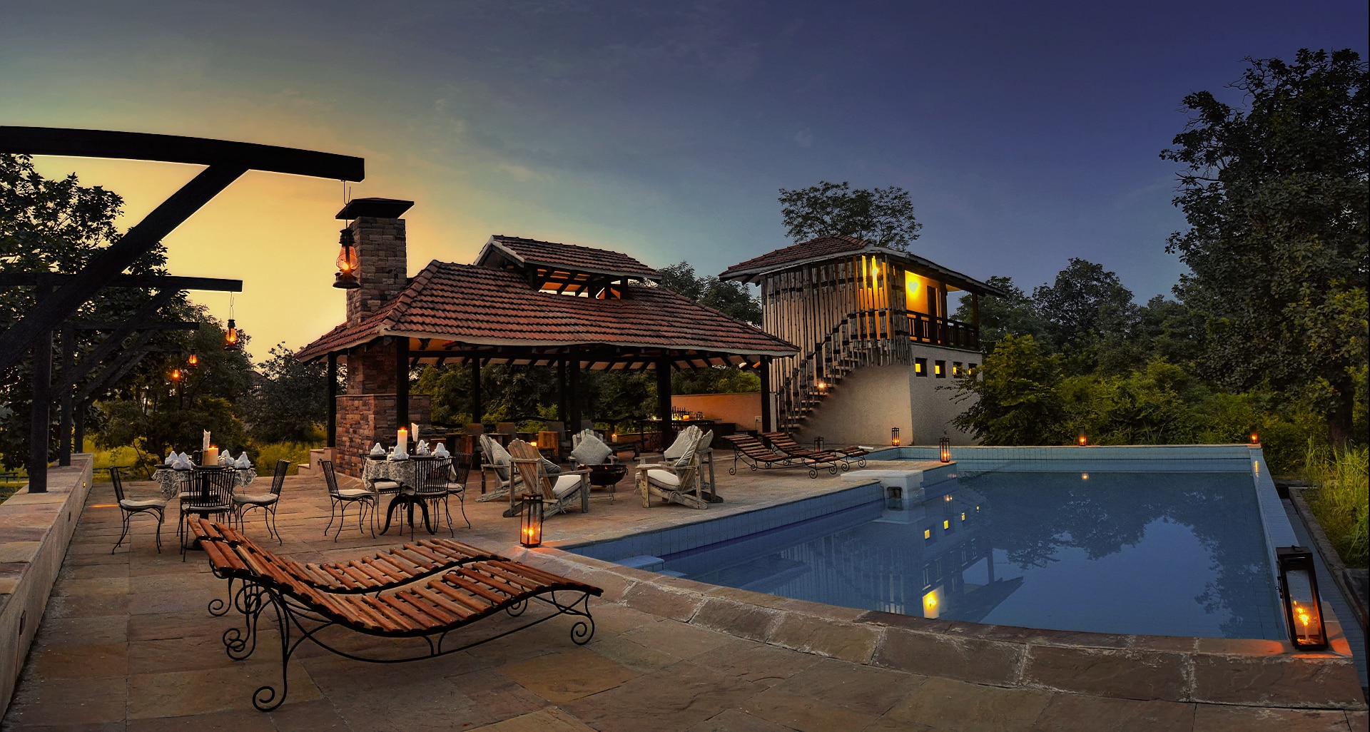 Denwa Backwater Escape | Pool & Restaurant - Tap to explore photos