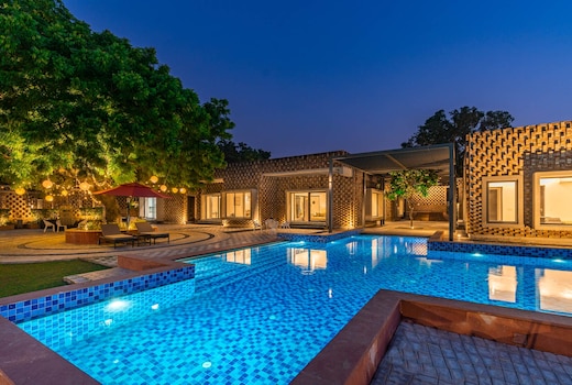StayVista at The Brick house w/ Outdoor Pool