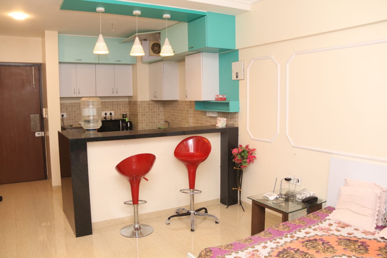 Ac furnished studio flat at higher floor in Lodha 18 - Tap to explore photos