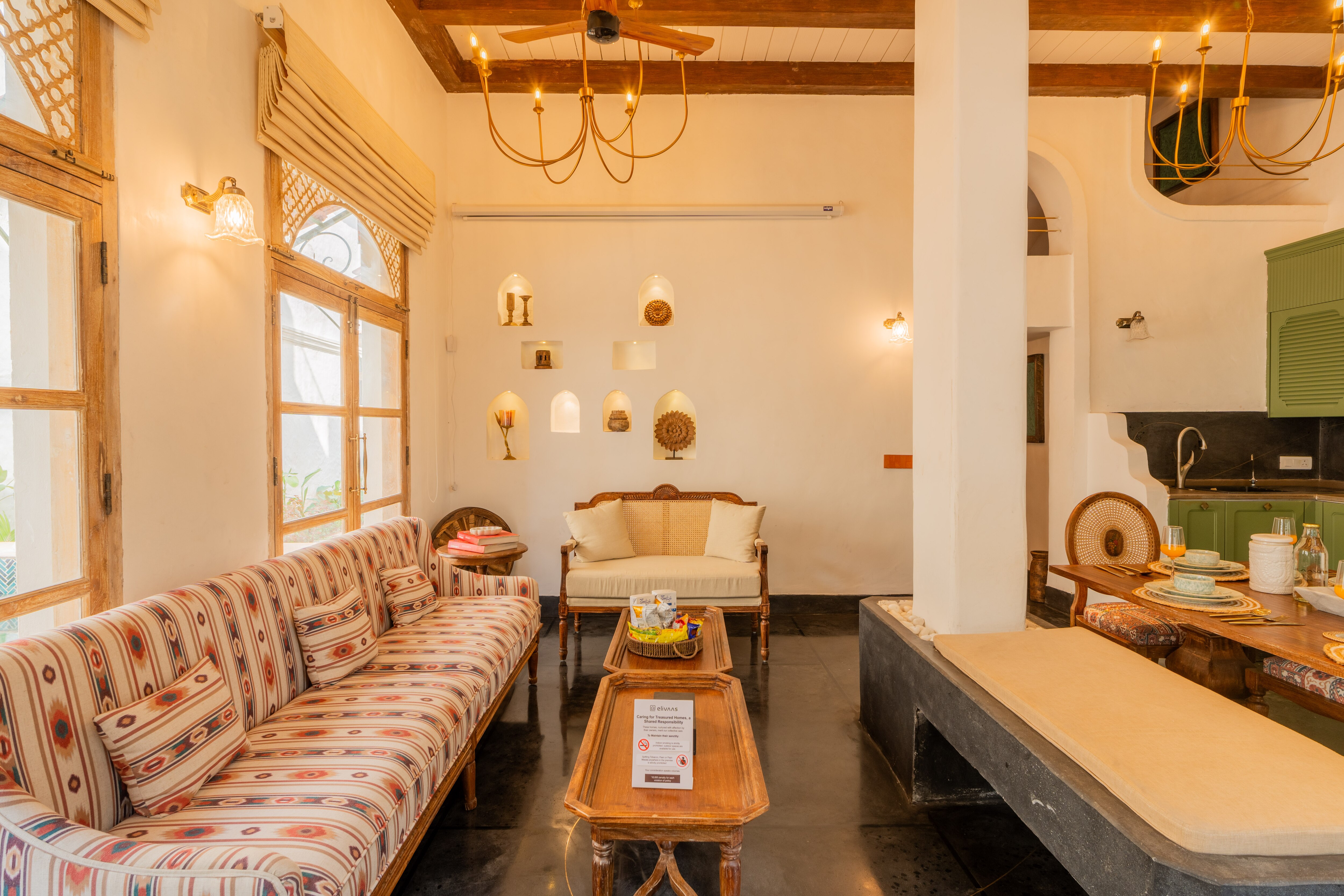 Charming 2 BHK with Antique Decor & Luxurious Bedrooms - Tap to explore photos