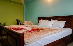 Mountain view room with single kingsize bed: