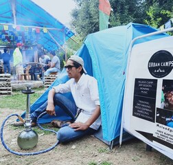 1 man Dome tent with mountain view @  campsite
