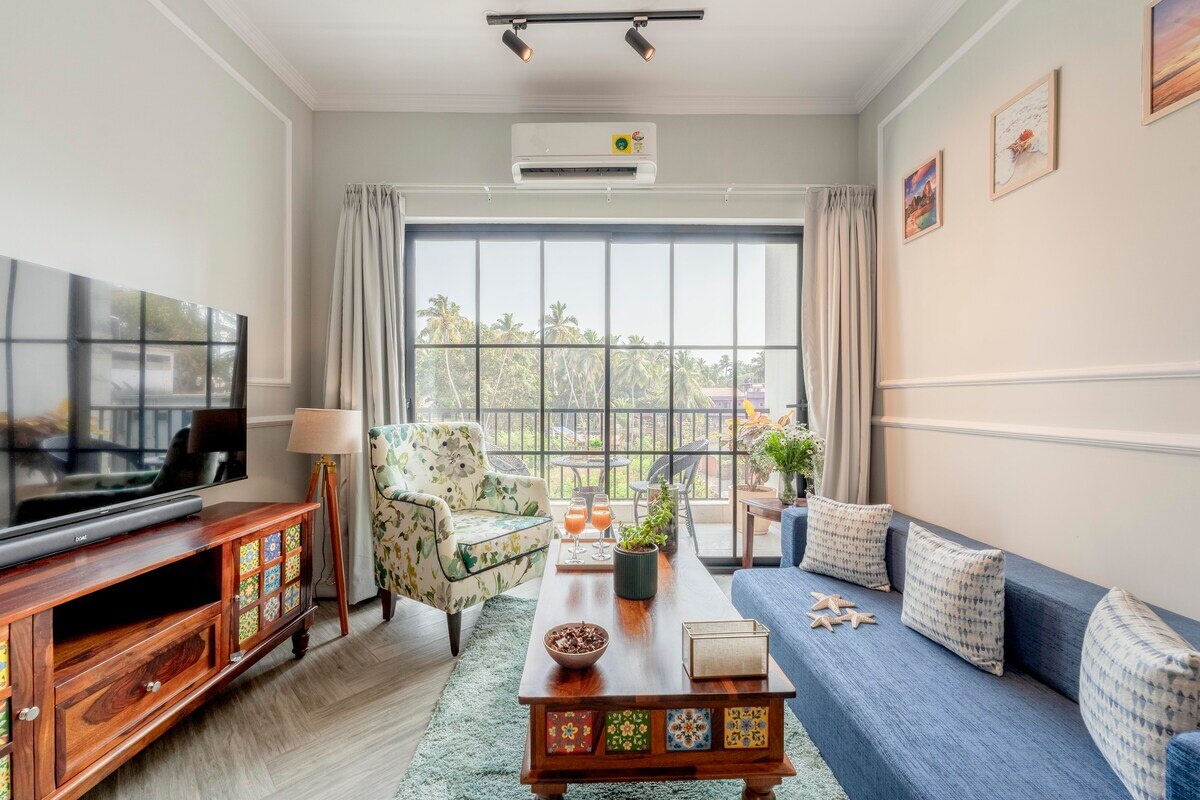 Staymaster Sleek 1BR | AC | Wi-Fi | Calangute - Tap to explore photos