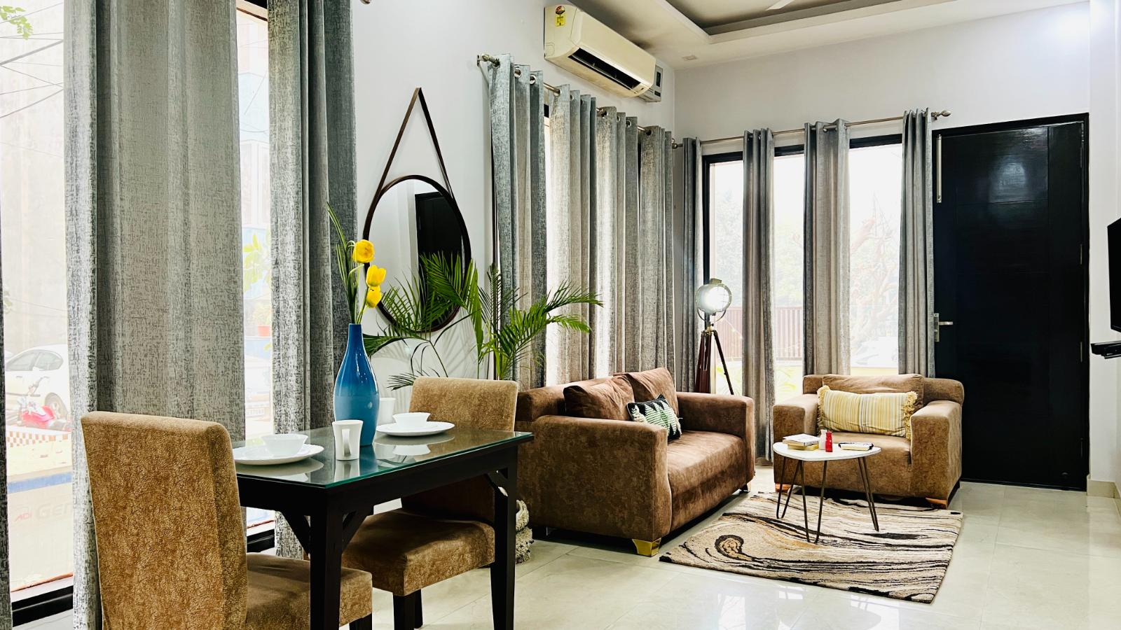 Entire 1BHK Apartment by Bluo at DLF Galleria Market - Tap to explore photos